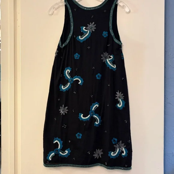 French Connection Women’s Black Beaded and Embroidered Bohemian Mini Dress, 4 - Picture 6 of 8